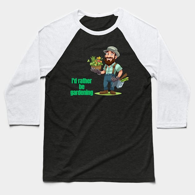 Cartoon design of a male gardener with humorous saying Baseball T-Shirt by CPT T's
